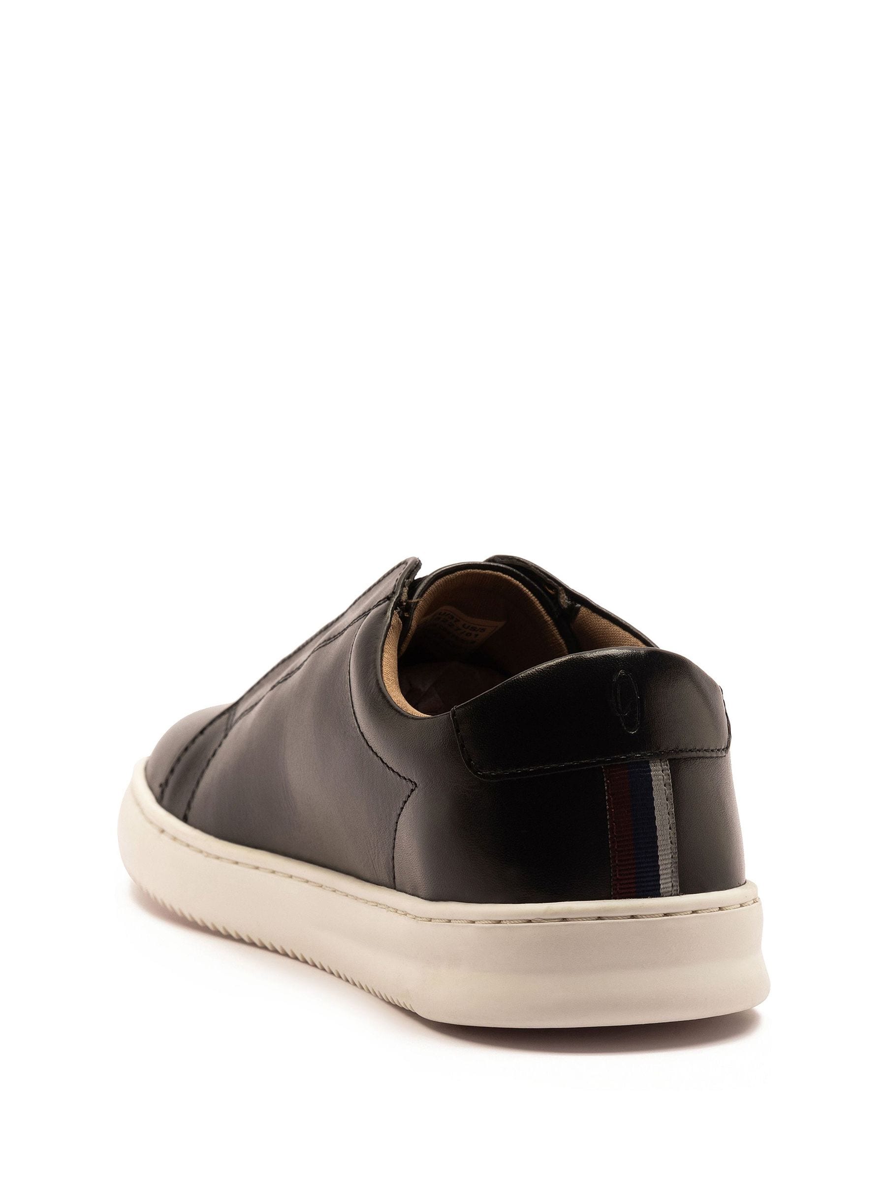 Off The Hook Black Evers Leather Slip-On Trainers with Elastic Lacing image 3