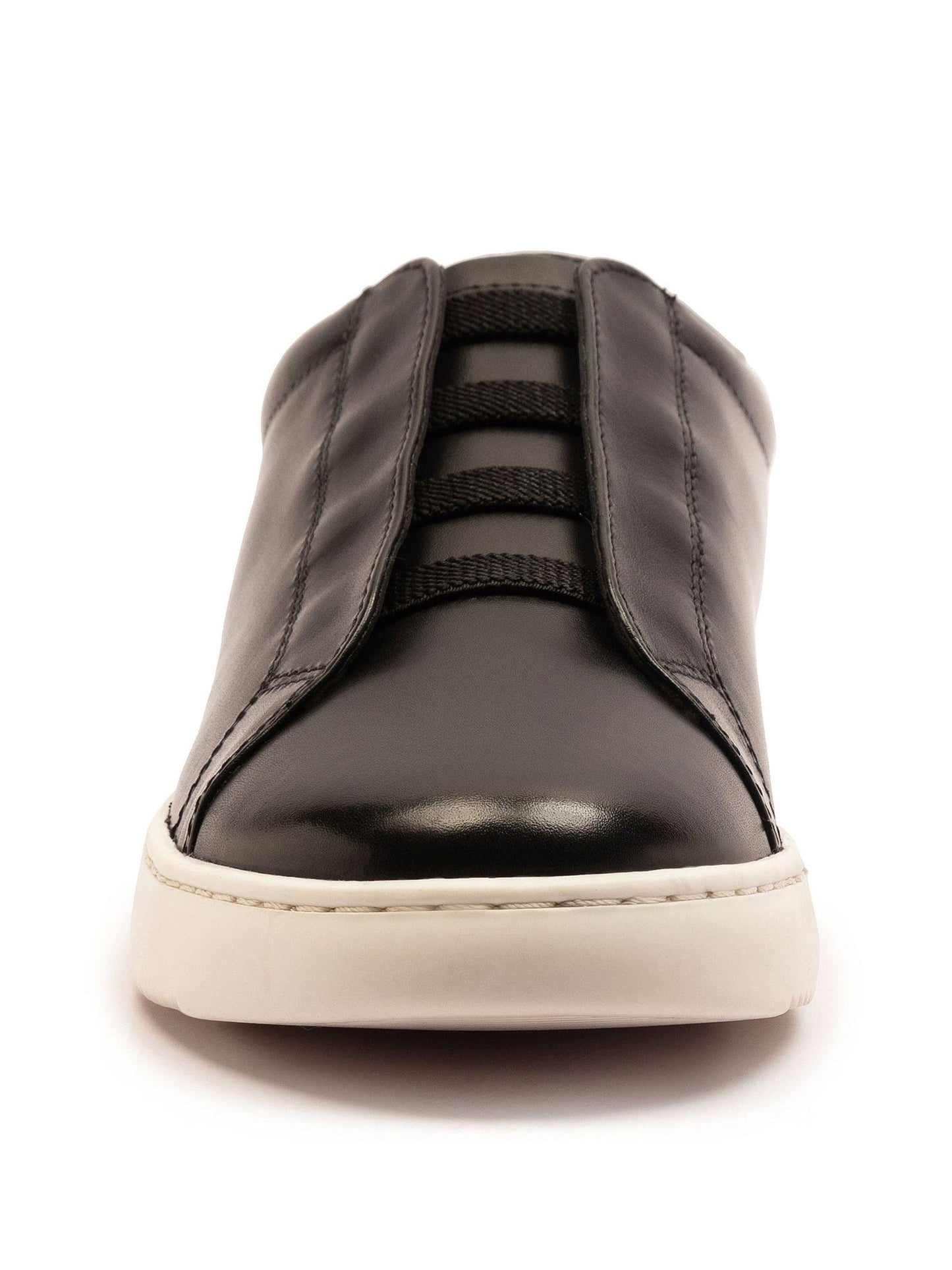 Off The Hook Black Evers Leather Slip-On Trainers with Elastic Lacing image 4
