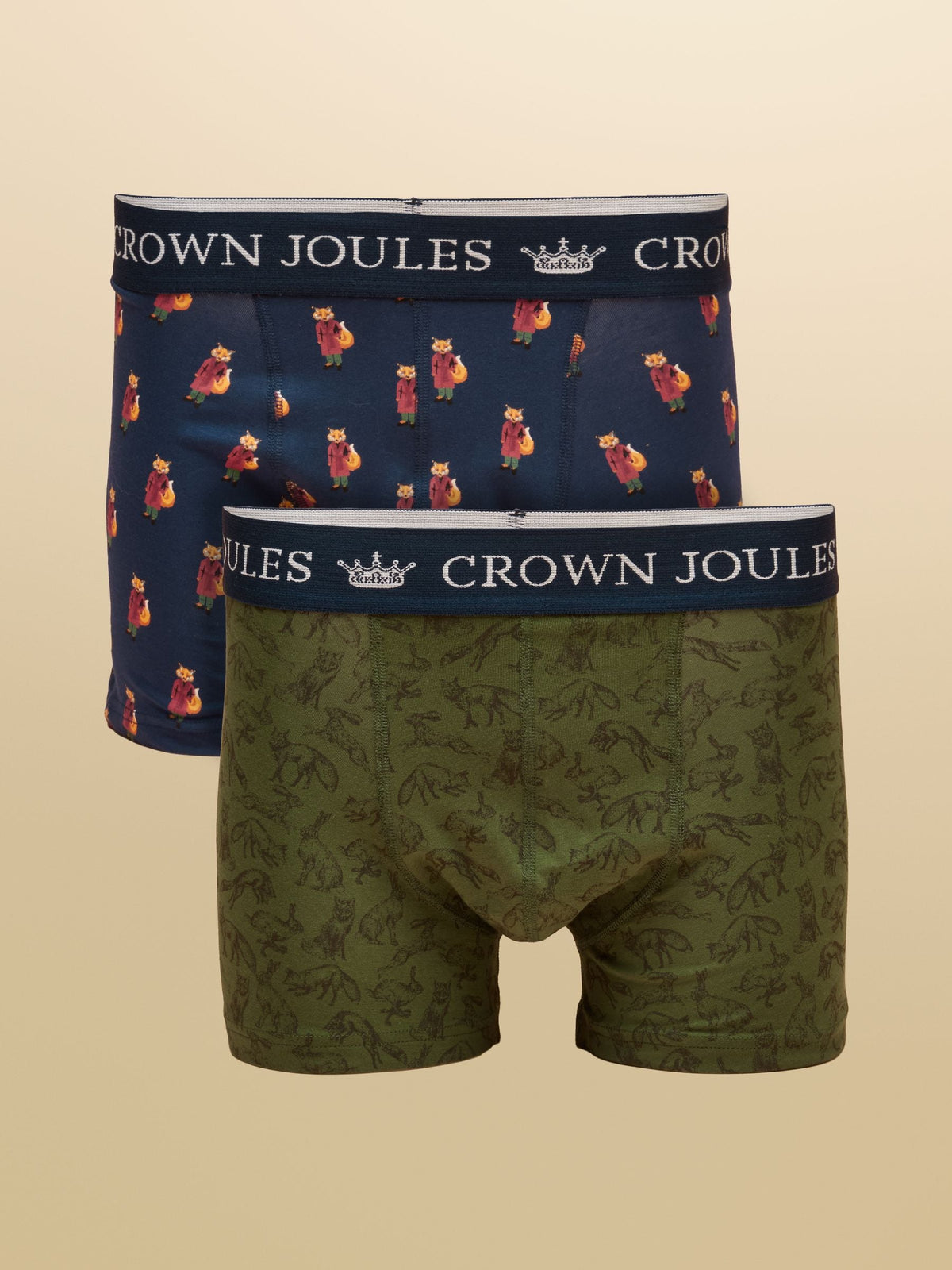 Dsiney Kidz - Joules No Fox Given Green/Navy Cotton Jersey Boxer Shorts 2 pack image 1