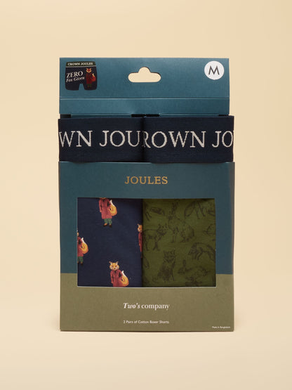 Dsiney Kidz - Joules No Fox Given Green/Navy Cotton Jersey Boxer Shorts 2 pack image 4