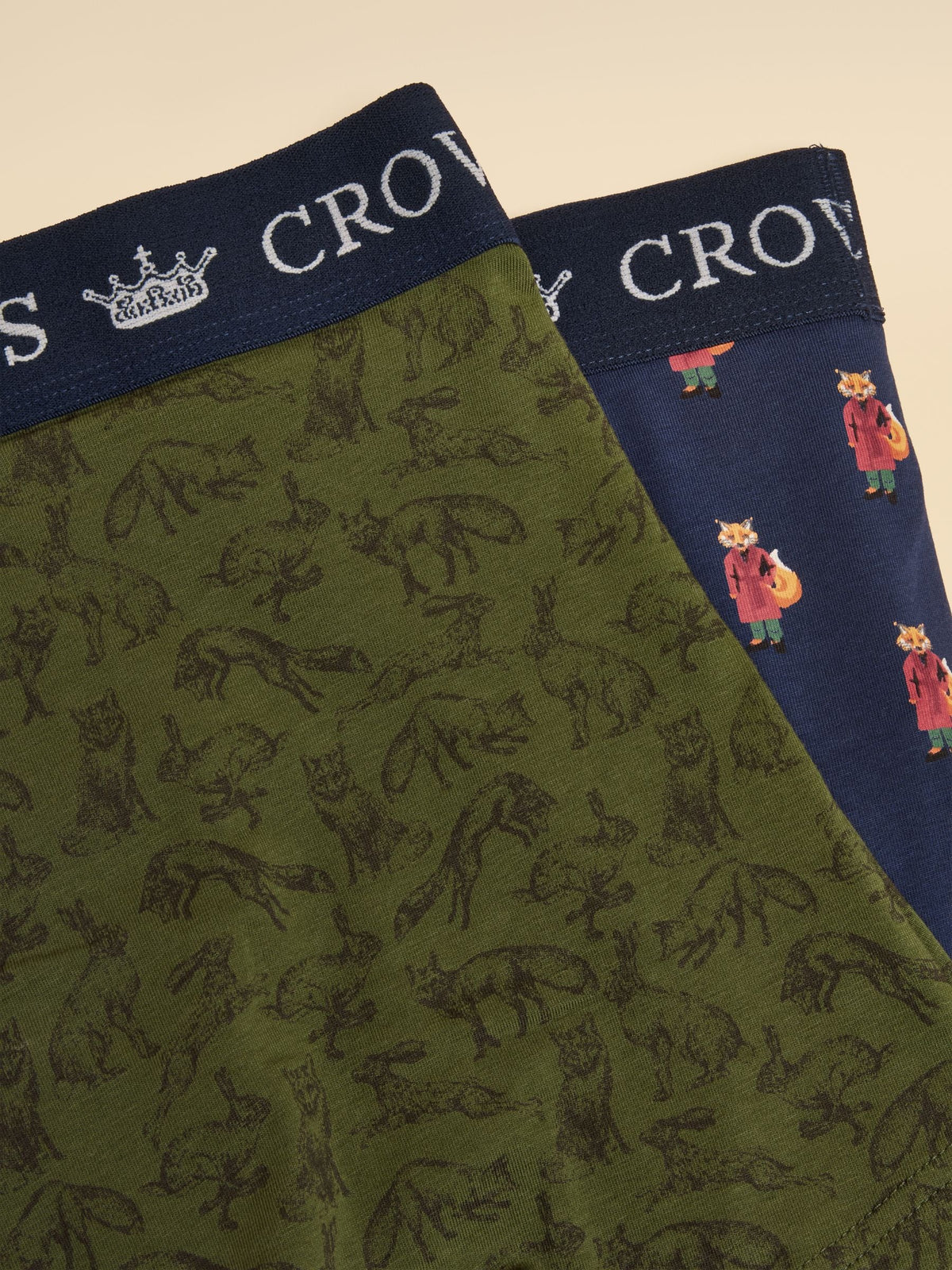 Dsiney Kidz - Joules No Fox Given Green/Navy Cotton Jersey Boxer Shorts 2 pack image 5