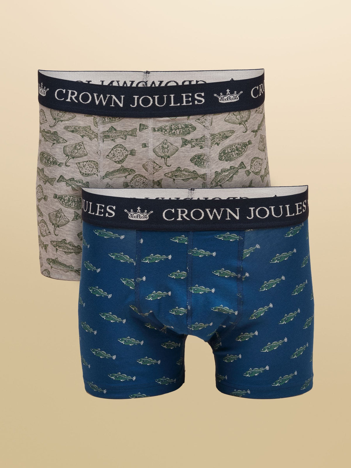Dsiney Kidz - Joules Oh My Cod Navy/Grey Cotton Jersey Boxer Shorts 2 pack image 1