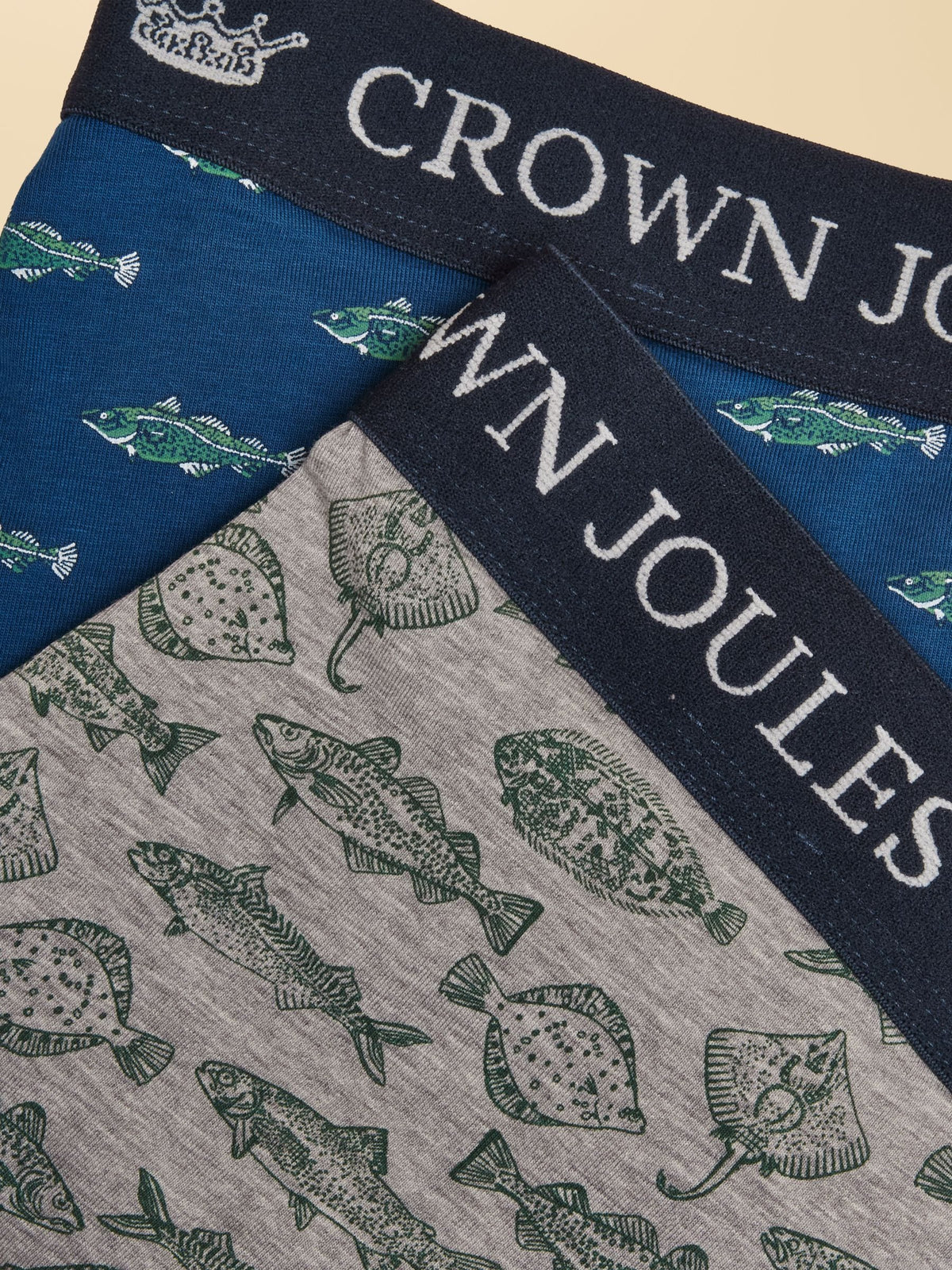 Dsiney Kidz - Joules Oh My Cod Navy/Grey Cotton Jersey Boxer Shorts 2 pack image 5