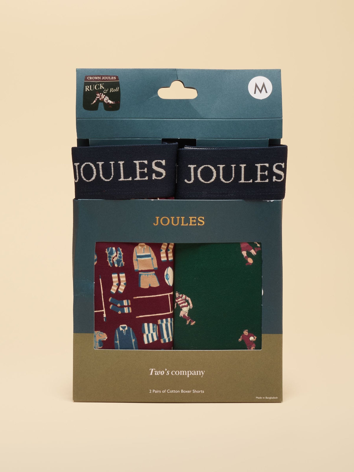 Dsiney Kidz - Joules Ruck and Roll Red/Green Cotton Jersey Boxer Shorts 2 pack image 1