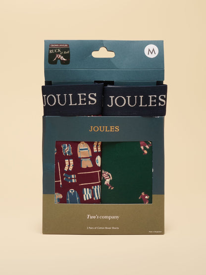 Dsiney Kidz - Joules Ruck and Roll Red/Green Cotton Jersey Boxer Shorts 2 pack image 1