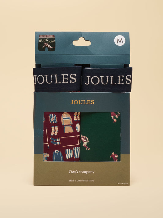 Dsiney Kidz - Joules Ruck and Roll Red/Green Cotton Jersey Boxer Shorts 2 pack image 1