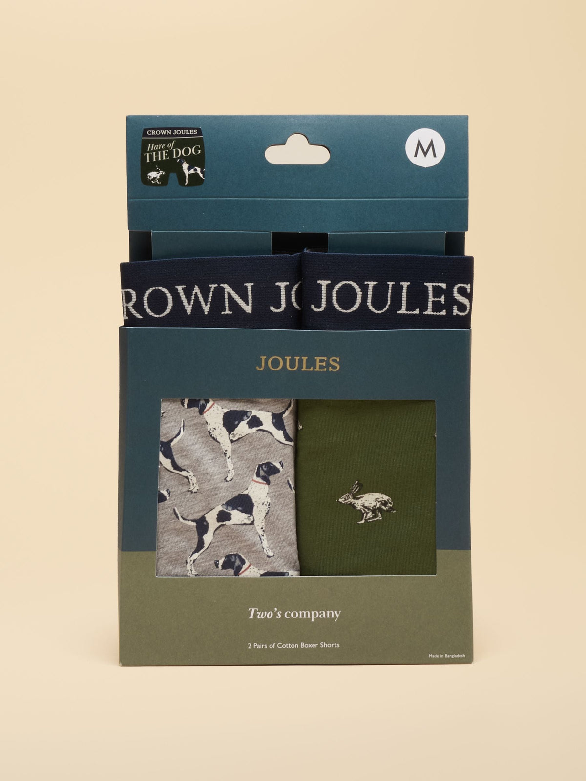Dsiney Kidz - Joules Hare Of The Dog Green/Grey Cotton Jersey Boxer Shorts 2 pack image 1