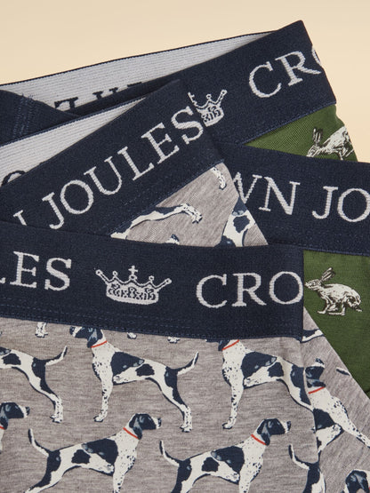 Dsiney Kidz - Joules Hare Of The Dog Green/Grey Cotton Jersey Boxer Shorts 2 pack image 3
