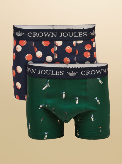 Dsiney Kidz - Joules Best By Par Green/Navy Cotton Jersey Boxer Shorts 2 pack image 1