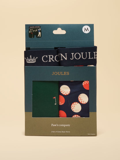 Dsiney Kidz - Joules Best By Par Green/Navy Cotton Jersey Boxer Shorts 2 pack image 4