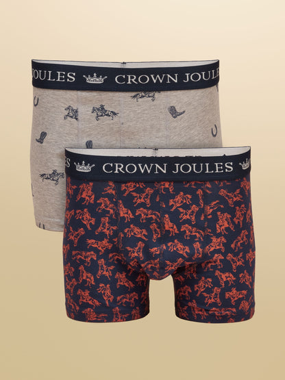 Dsiney Kidz - Joules Not My First Rodeo Navy/Grey Cotton Jersey Boxer Shorts 2 pack image 1