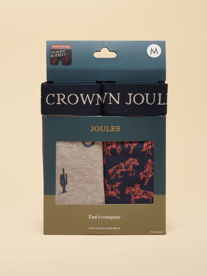Dsiney Kidz - Joules Not My First Rodeo Navy/Grey Cotton Jersey Boxer Shorts 2 pack image 4