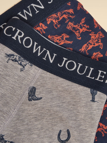 Dsiney Kidz - Joules Not My First Rodeo Navy/Grey Cotton Jersey Boxer Shorts 2 pack image 5