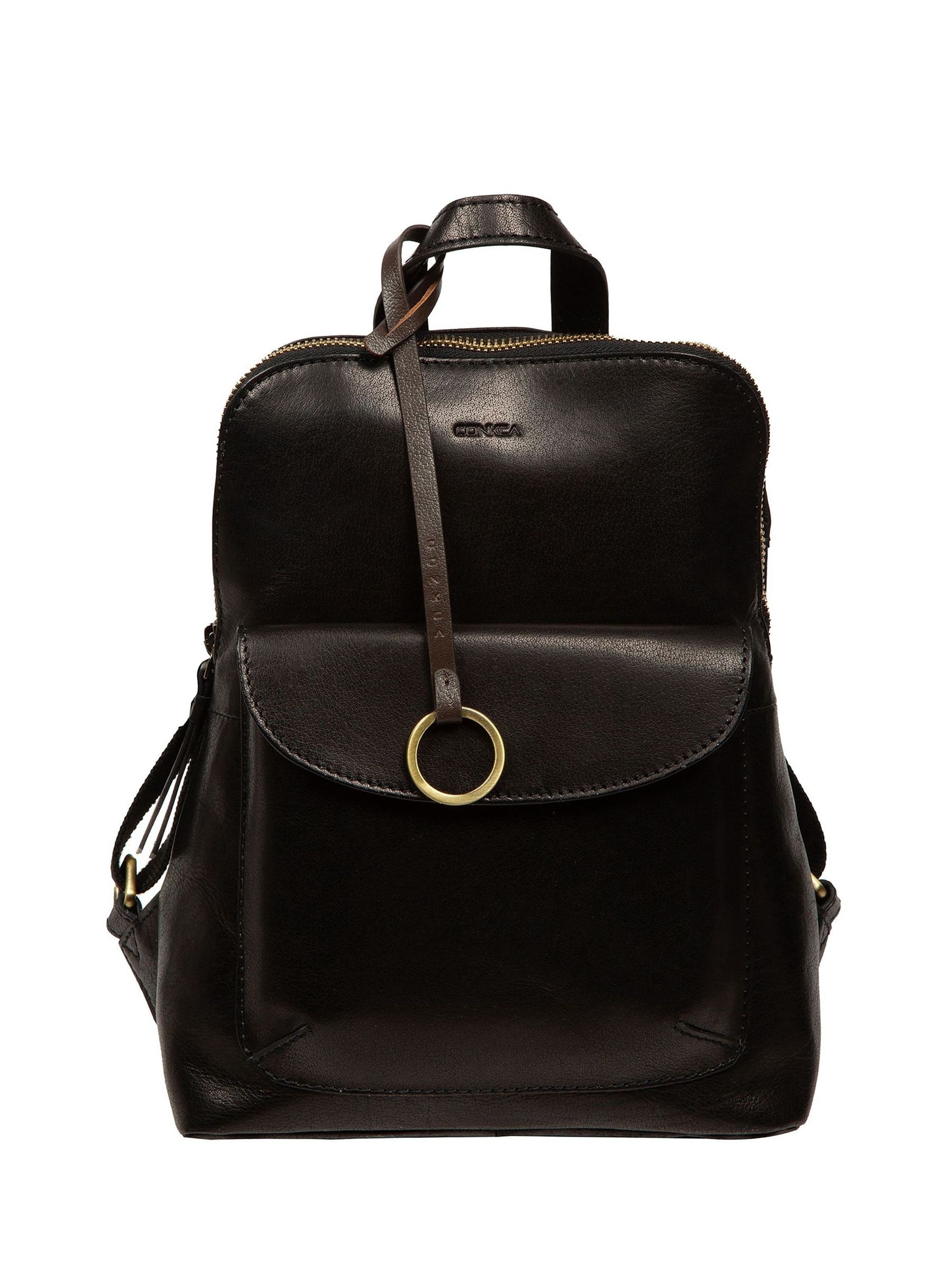 Conkca Black Brielle Leather Backpack image 1