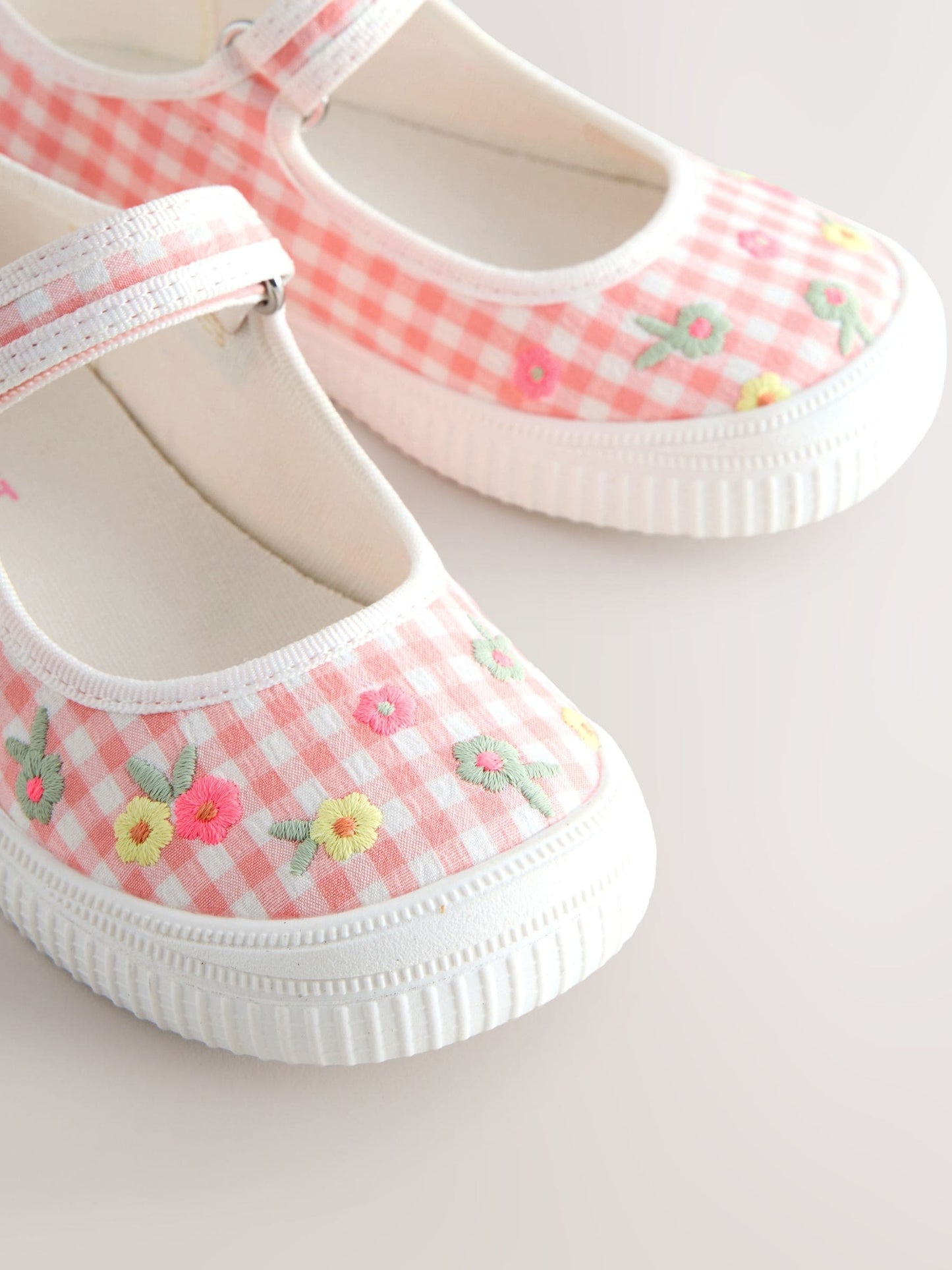 Pink Gingham Touch Fastening Mary Janes Shoes image 3