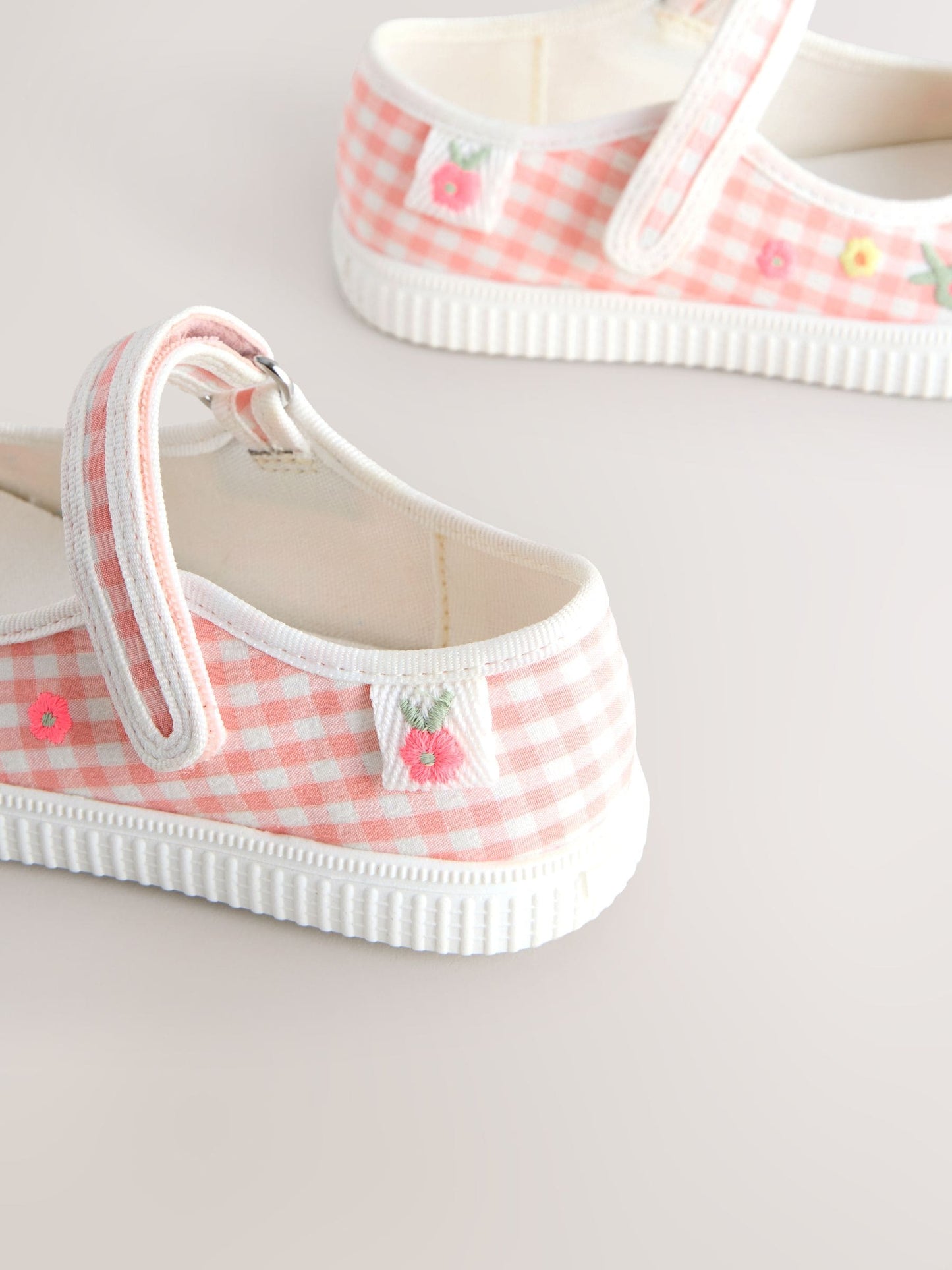 Pink Gingham Touch Fastening Mary Janes Shoes image 5