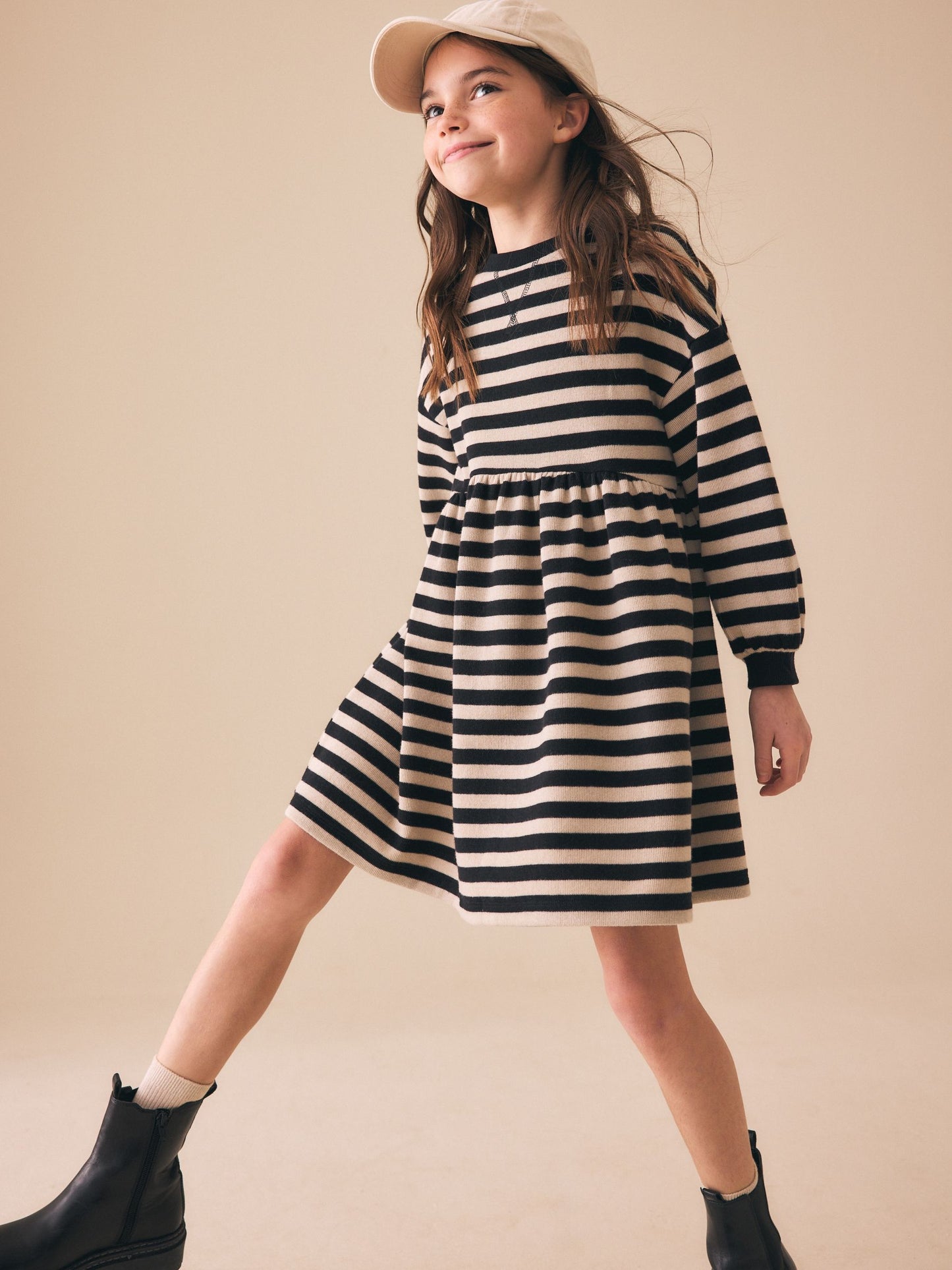 Monochrome Cosy Rib Jumper Dress (3-16yrs) image 4