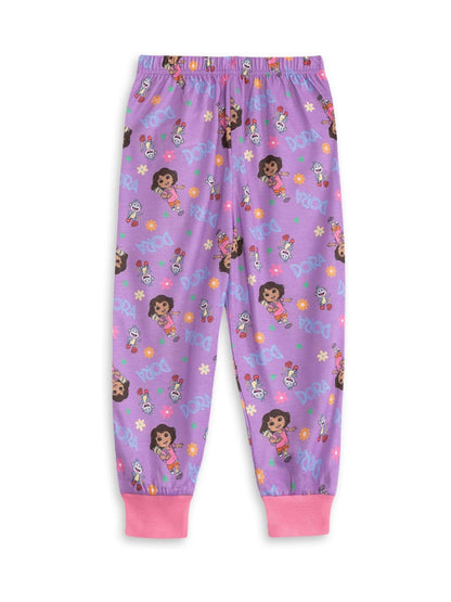 Vanilla Underground Pink Dora The Explorer Multi Long Sleeve Long Leg Pyjama Set 2 Pack - image 2