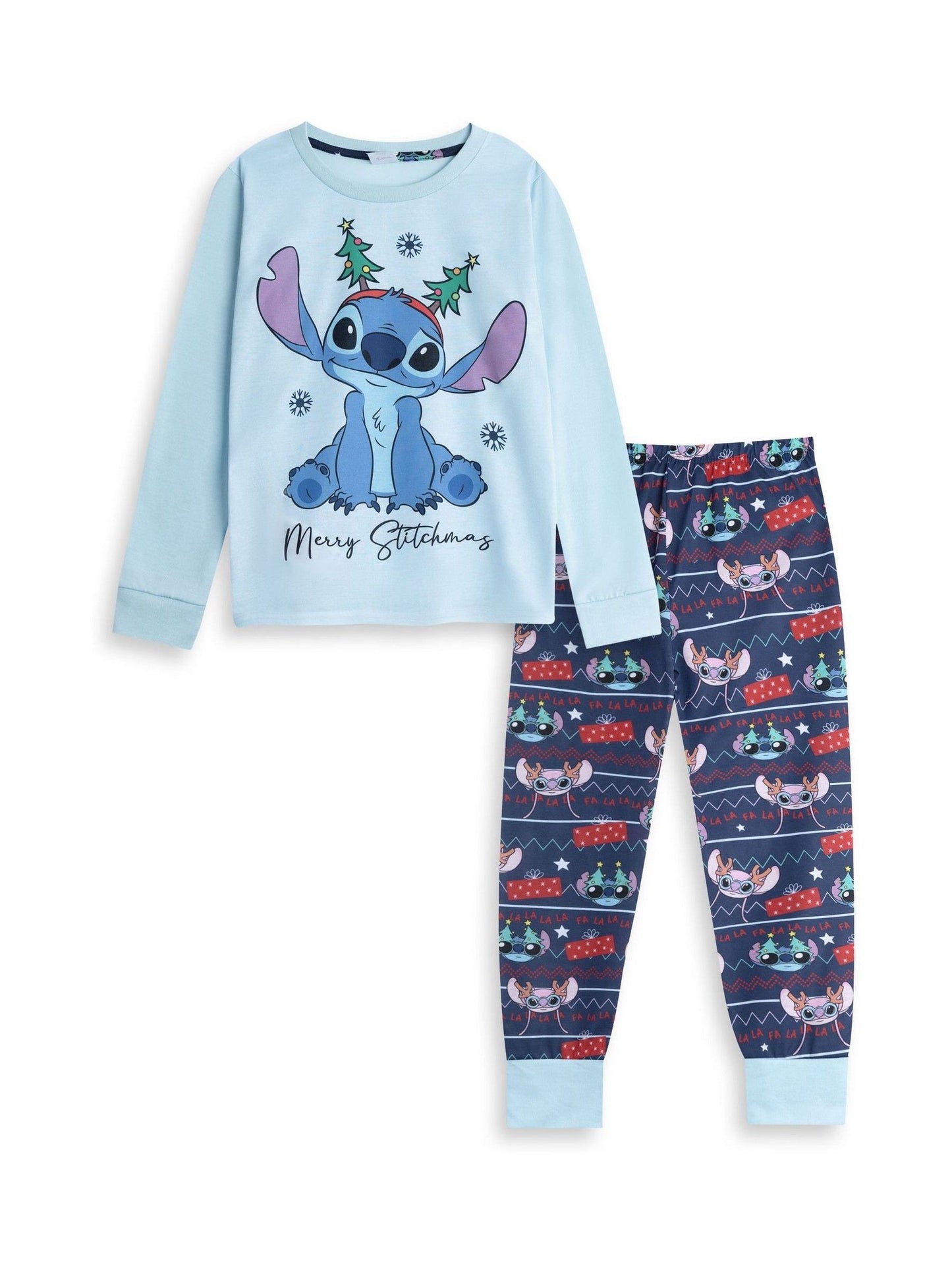 Dsiney Kidz - Vanilla Underground Blue Lilo & Stitch Christmas Long Sleeve Long Leg Pyjamas Set image 1