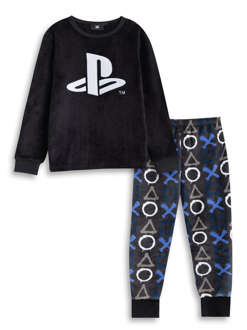 Vanilla Underground Black PlayStation Logo Fleece Long Sleeve Long Leg Pyjamas Set image 1