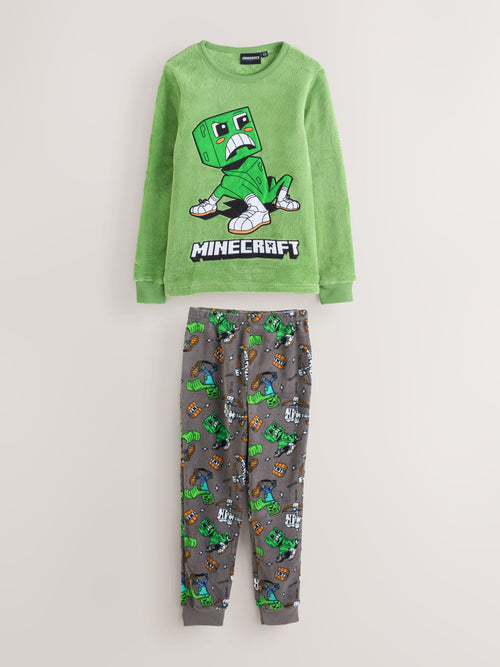 Vanilla Underground Green Minecraft Creeper Fleece Long Sleeve Long Leg Pyjamas Set image 1