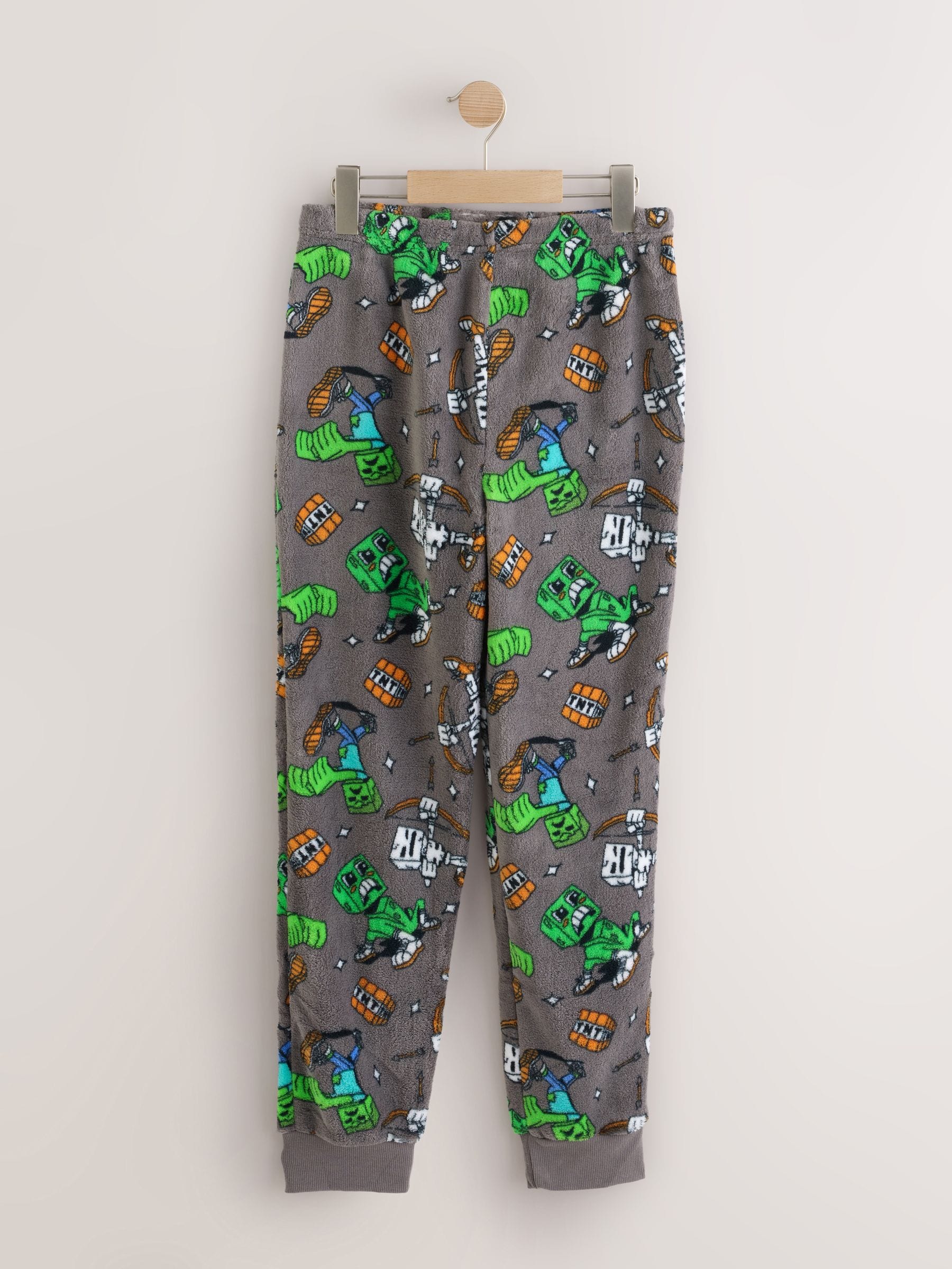 Dsiney Kidz - Vanilla Underground Green Minecraft Creeper Fleece Long Sleeve Long Leg Pyjamas Set image 3