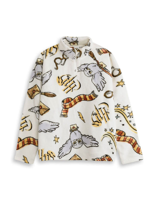 Vanilla Underground White Harry Potter Hedwig Fleece Quarter Zip Jumper - image 1