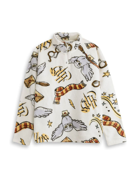 Vanilla Underground White Harry Potter Hedwig Fleece Quarter Zip Jumper - image 1