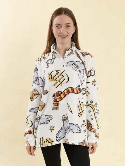 Vanilla Underground White Harry Potter Hedwig Fleece Quarter Zip Jumper - image 2