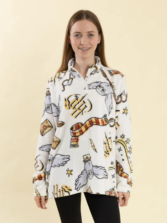 Vanilla Underground White Harry Potter Hedwig Fleece Quarter Zip Jumper - image 2
