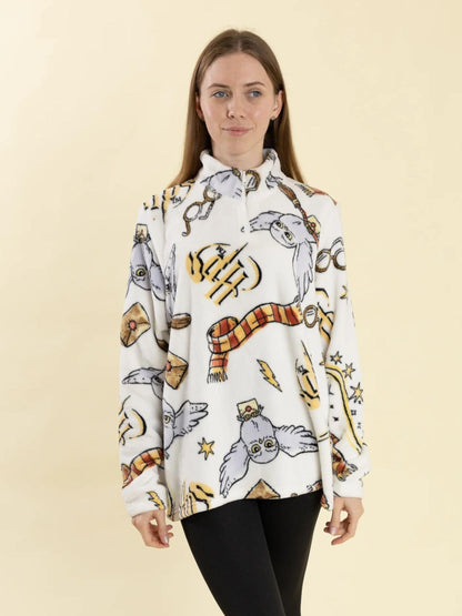 Vanilla Underground White Harry Potter Hedwig Fleece Quarter Zip Jumper - image 5