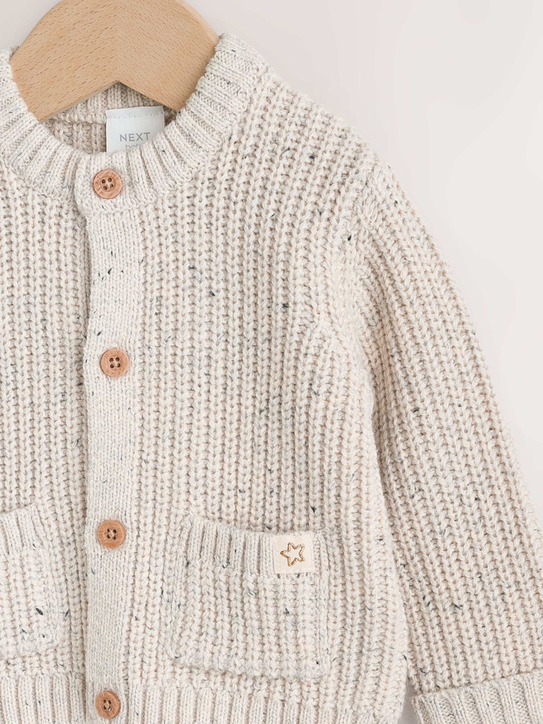Neutral "My First Eid" Baby Knitted Cardigan image 3
