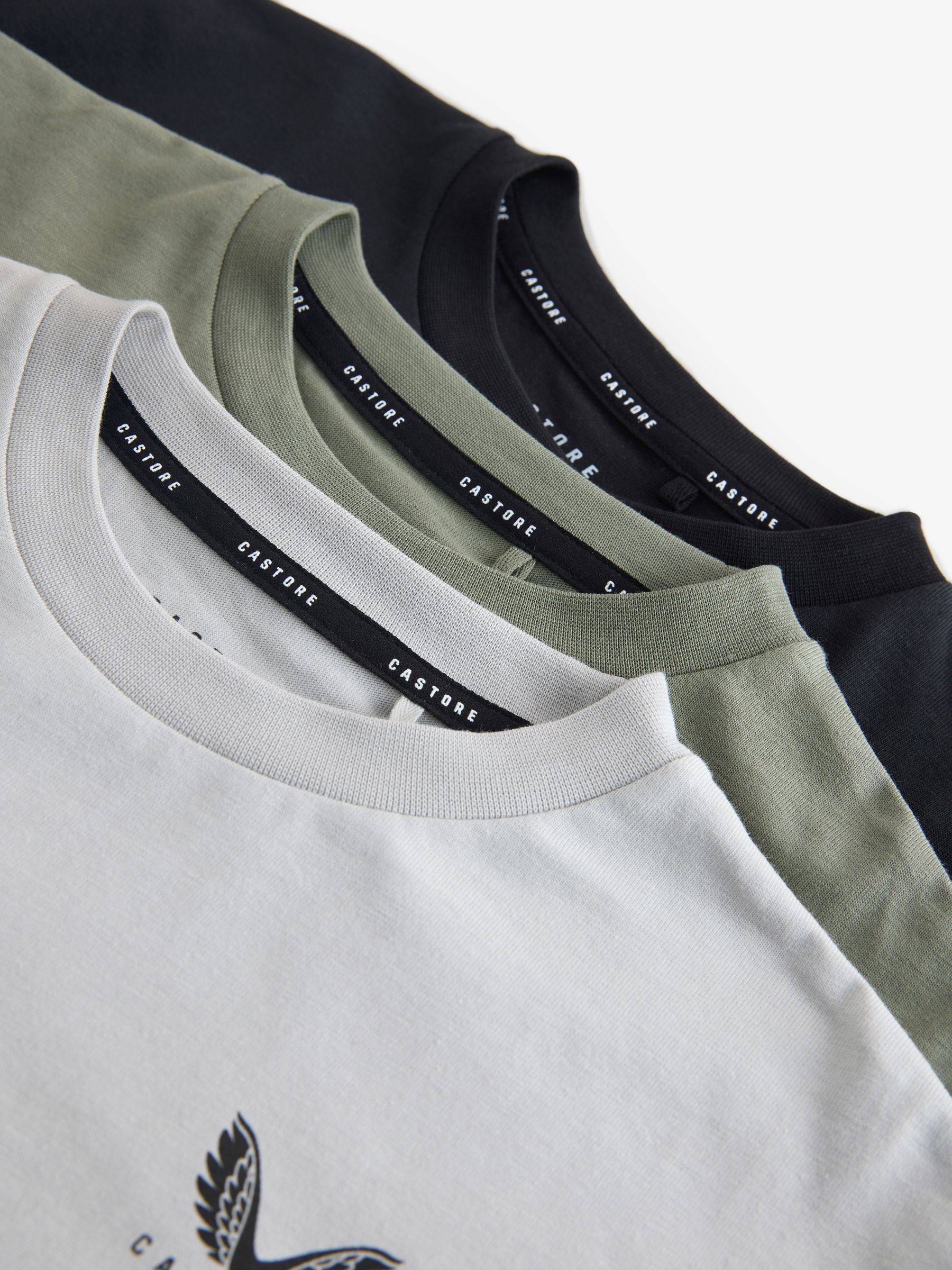 Dsiney Kidz - Castore Khaki Green Oversized Short Sleeve Logo Cotton T-Shirts 3 Pack image 5