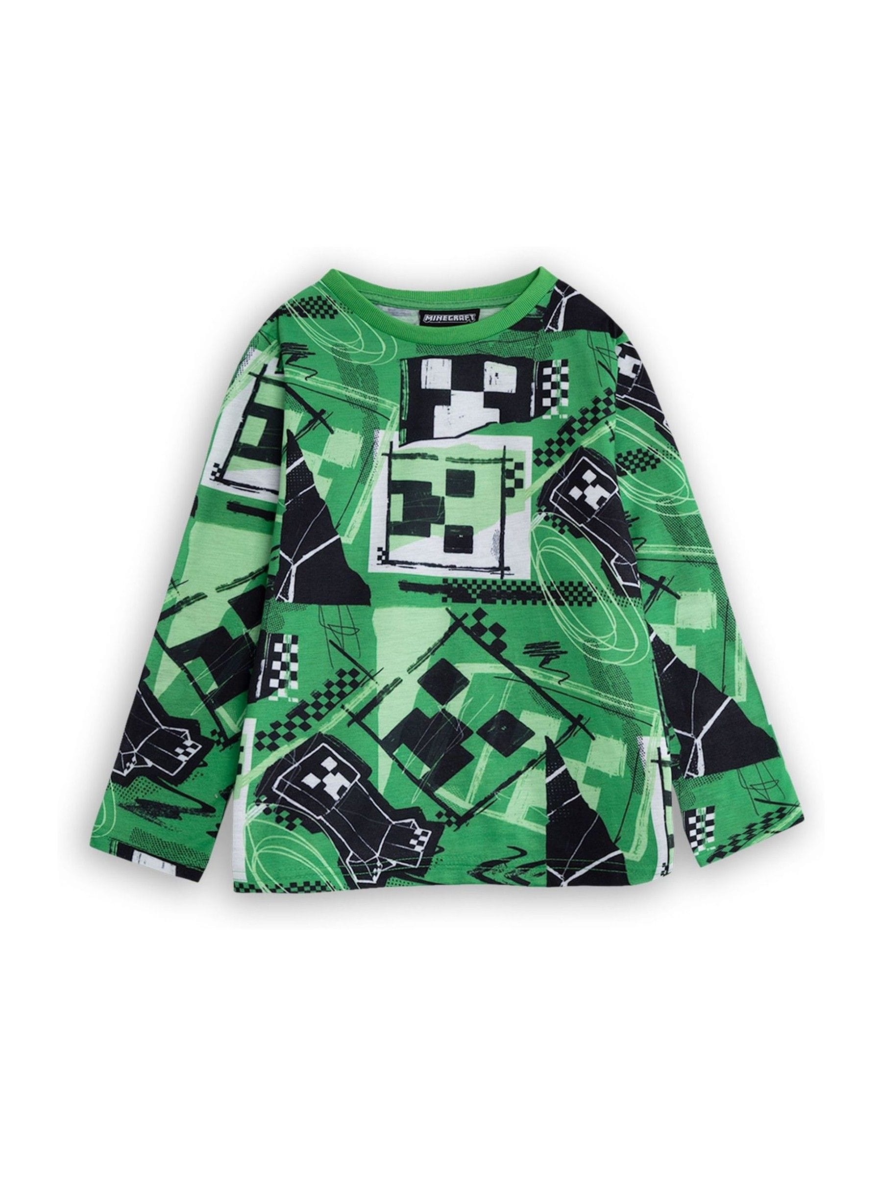 Dsiney Kidz - Vanilla Underground Green Minecraft Creeper 3 Piece Long Sleeve Long Leg Pyjamas Set image 3