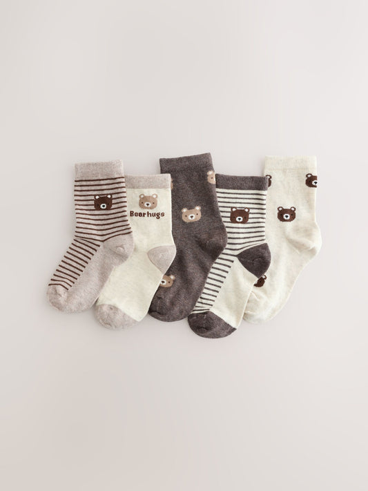 Neutral Bears Character Cotton Rich Socks 5 Pack image 1