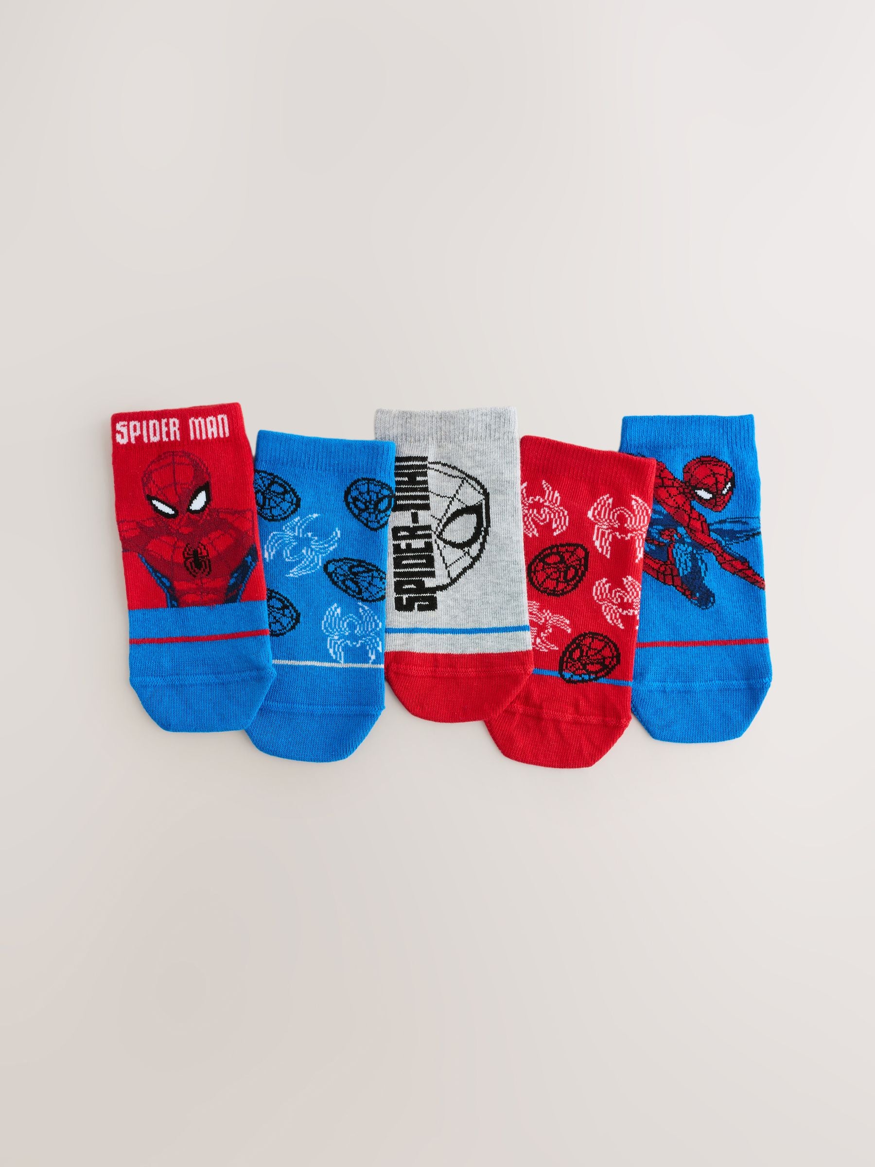 Dsiney Kidz - Spiderman Character Cotton Rich Trainer Socks 5 Pack image 1