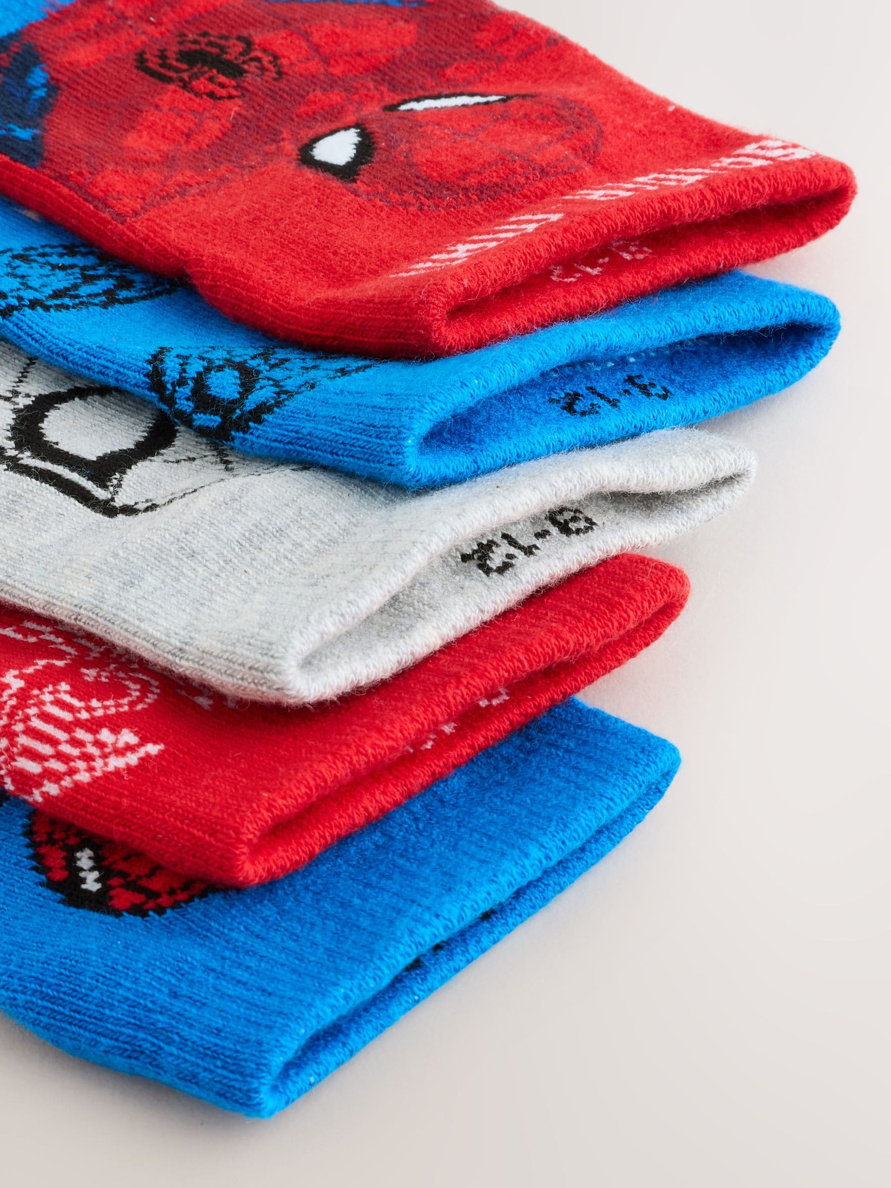 Dsiney Kidz - Spiderman Character Cotton Rich Trainer Socks 5 Pack image 2