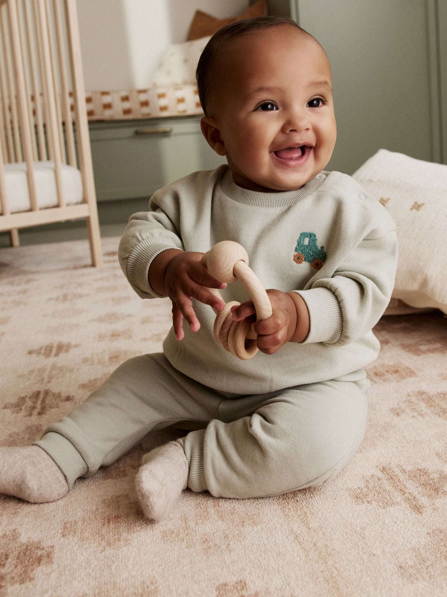 Sage Green Baby Sweater and Joggers Set (0mths-2yrs) image 1