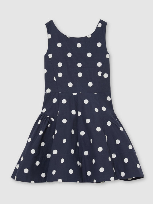Reiss Navy/Ivory Irena 9-13 yrs Cotton Polka-Dot Sleeveless Dress image 2