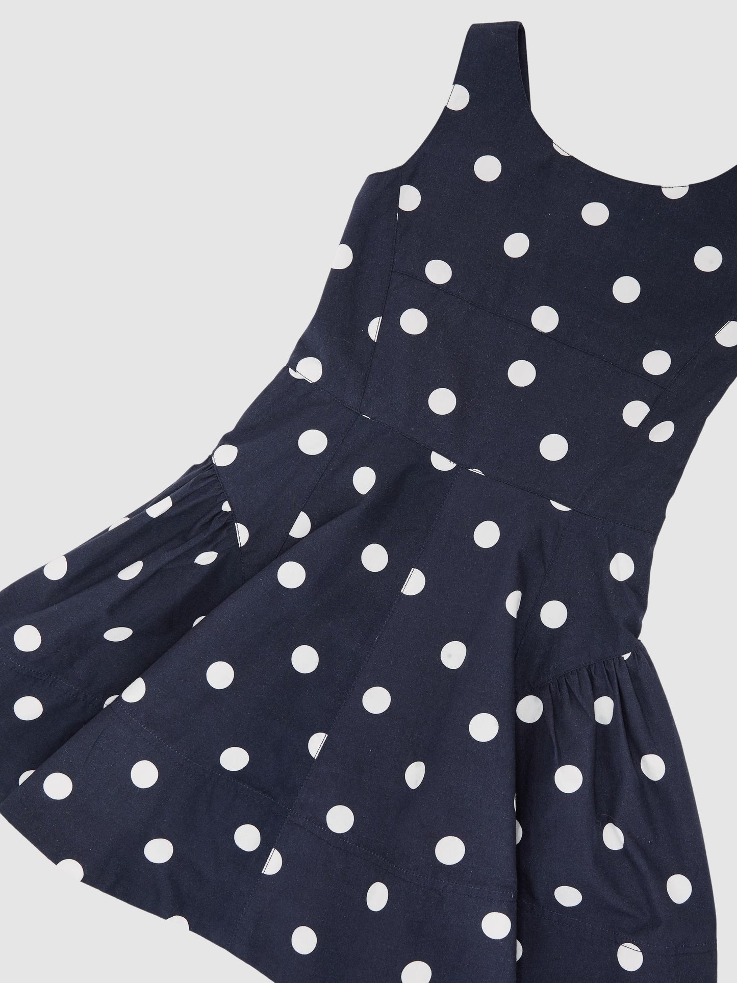 Reiss Navy/Ivory Irena 9-13 yrs Cotton Polka-Dot Sleeveless Dress image 3