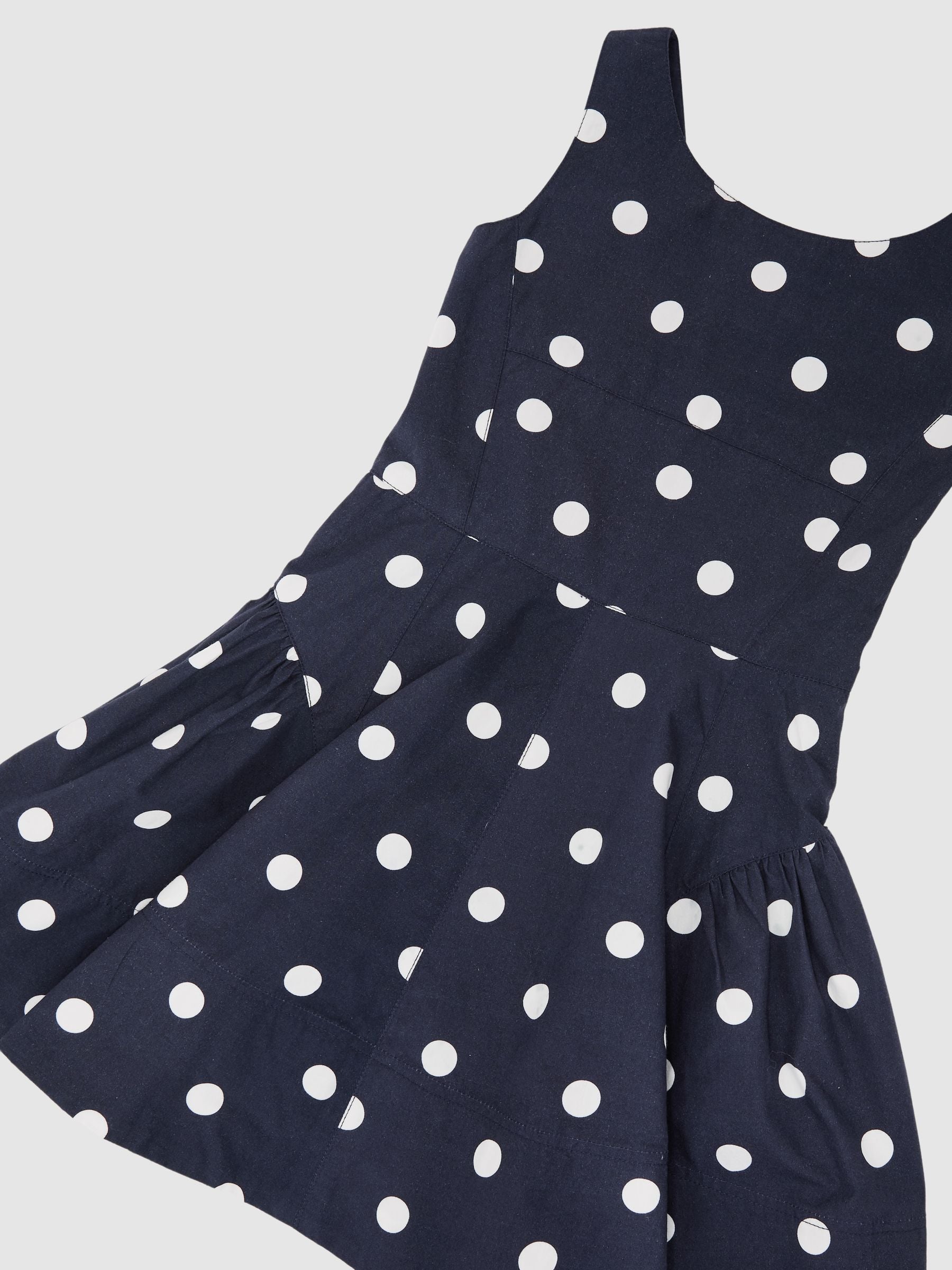 Reiss Navy/Ivory Irena 9-13 yrs Cotton Polka-Dot Sleeveless Dress image 3