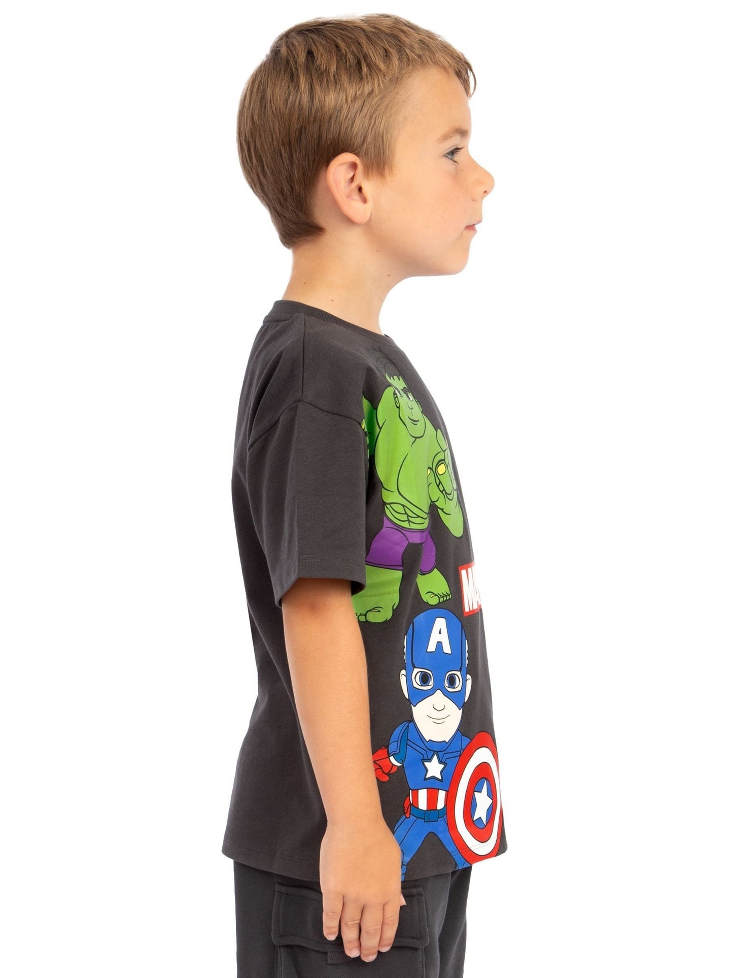 Dsiney Kidz - Character Black Marvel Spidey And His Amazing Friends T-Shirt Iron Man And Hulk image 3