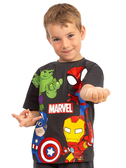 Dsiney Kidz - Character Black Marvel Spidey And His Amazing Friends T-Shirt Iron Man And Hulk image 7
