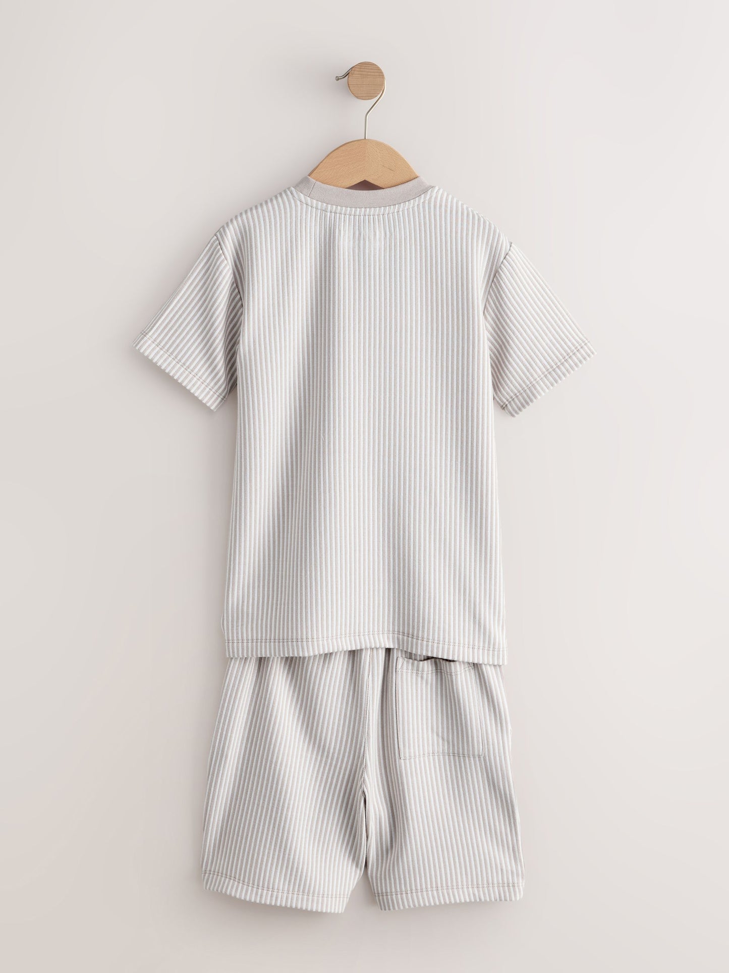 Stone/White Stripe Single Short Pyjamas (1.5-16yrs) image 3