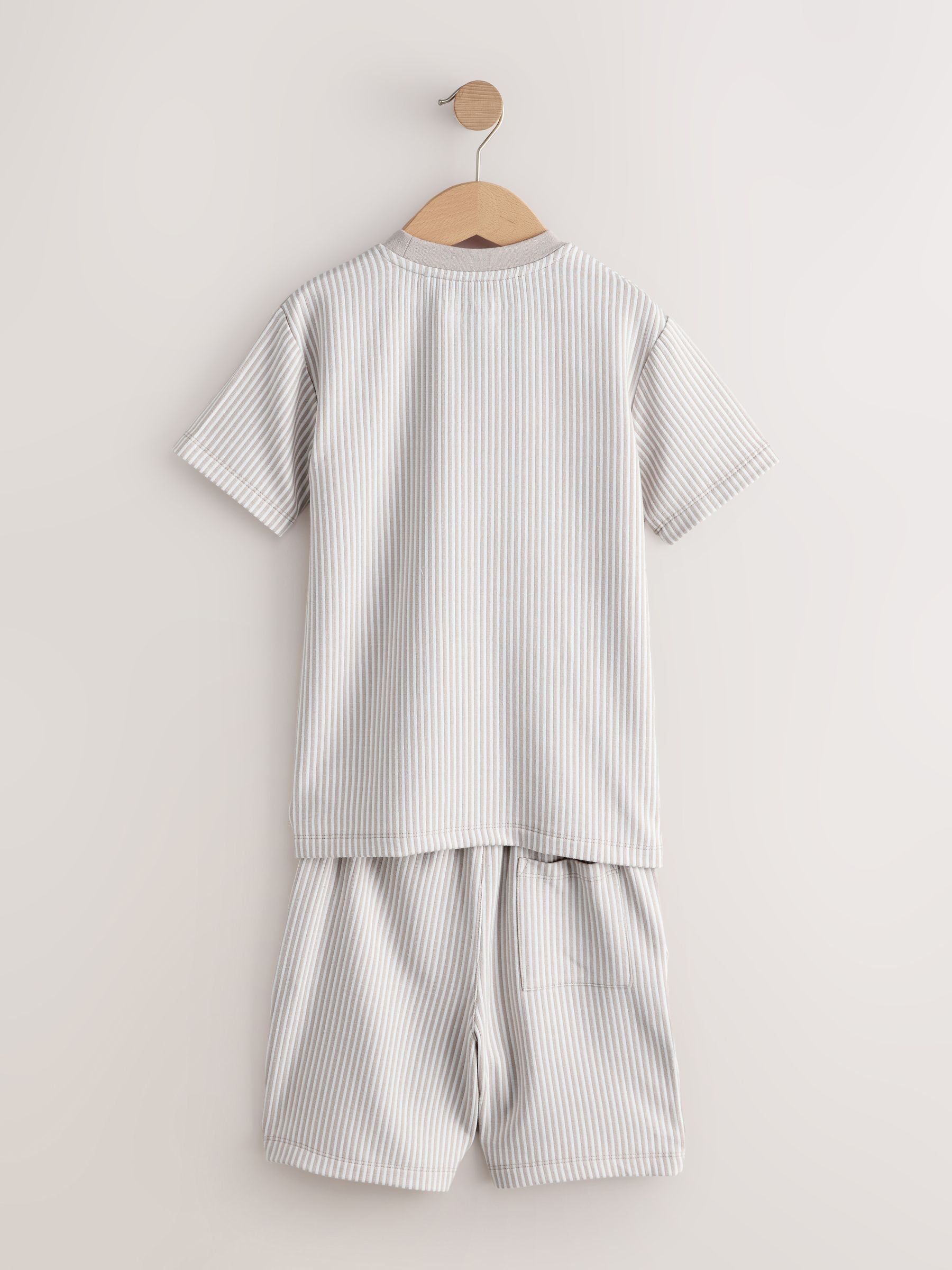 Stone/White Stripe Single Short Pyjamas (1.5-16yrs) image 3