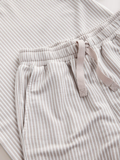 Stone/White Stripe Single Short Pyjamas (1.5-16yrs) image 4