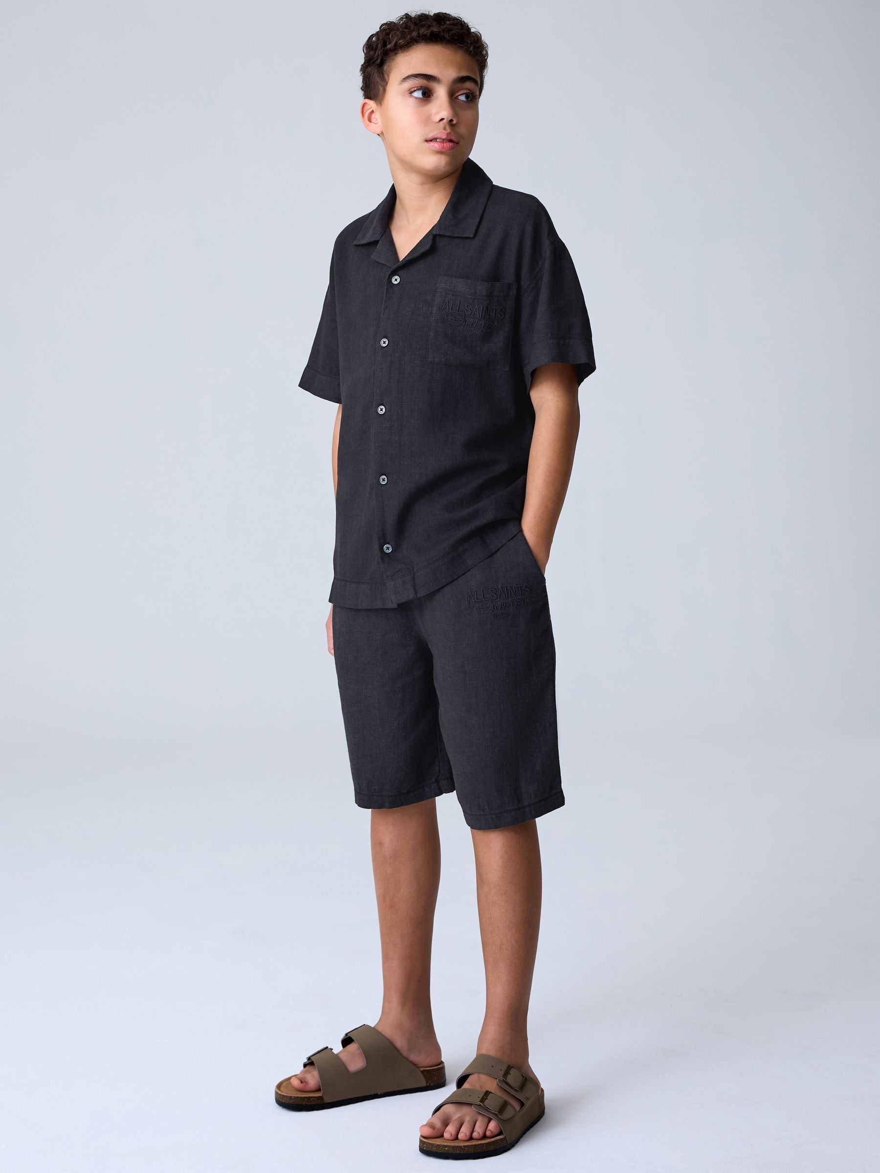 Dsiney Kidz - smALLSAINTS Washed Black Underground Shirt and Shorts Set image 3