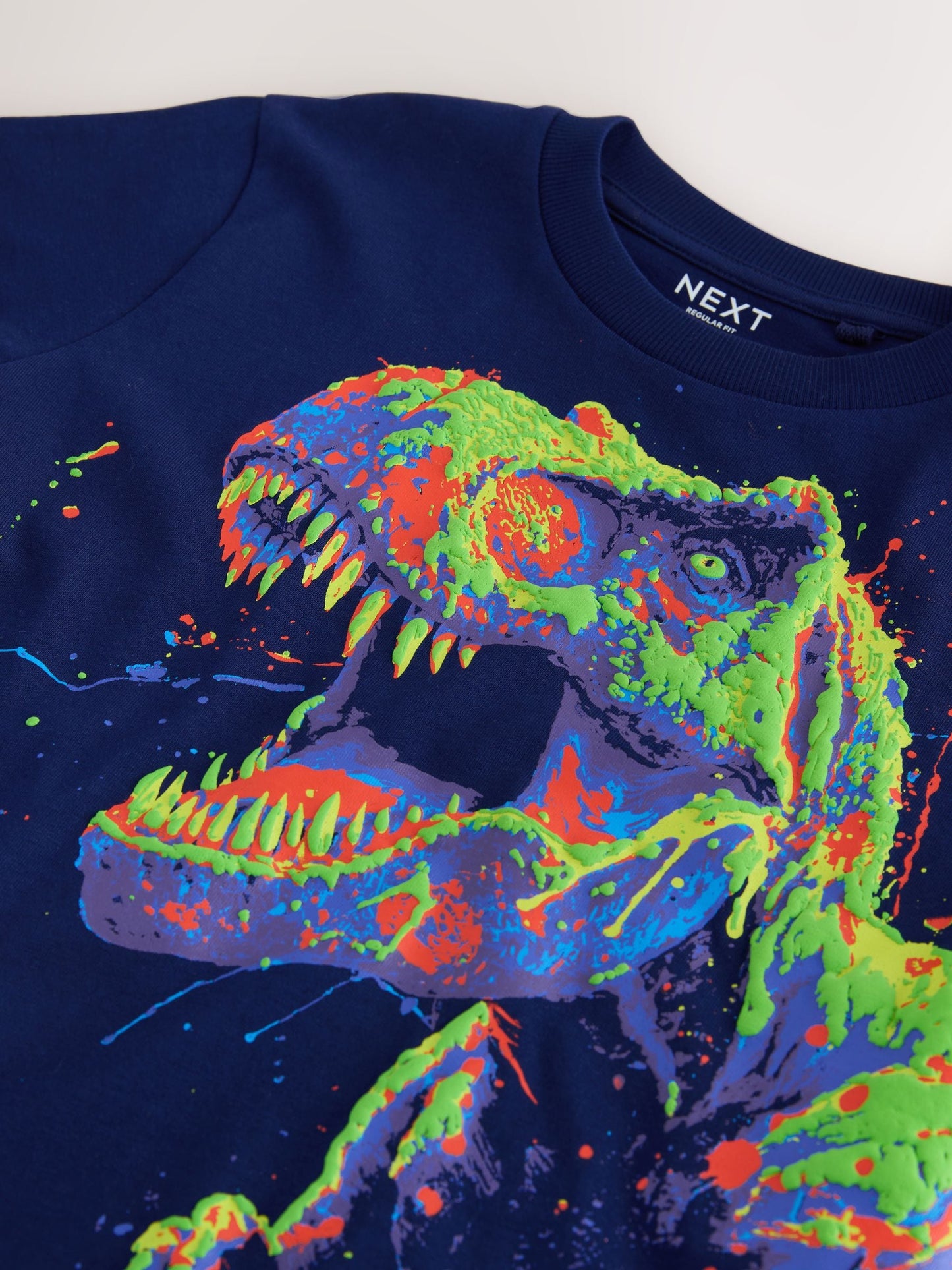 Dsiney Kidz - Navy Blue Dino Regular Fit Short Sleeve Graphic Print T-Shirt (3-16yrs) image 3