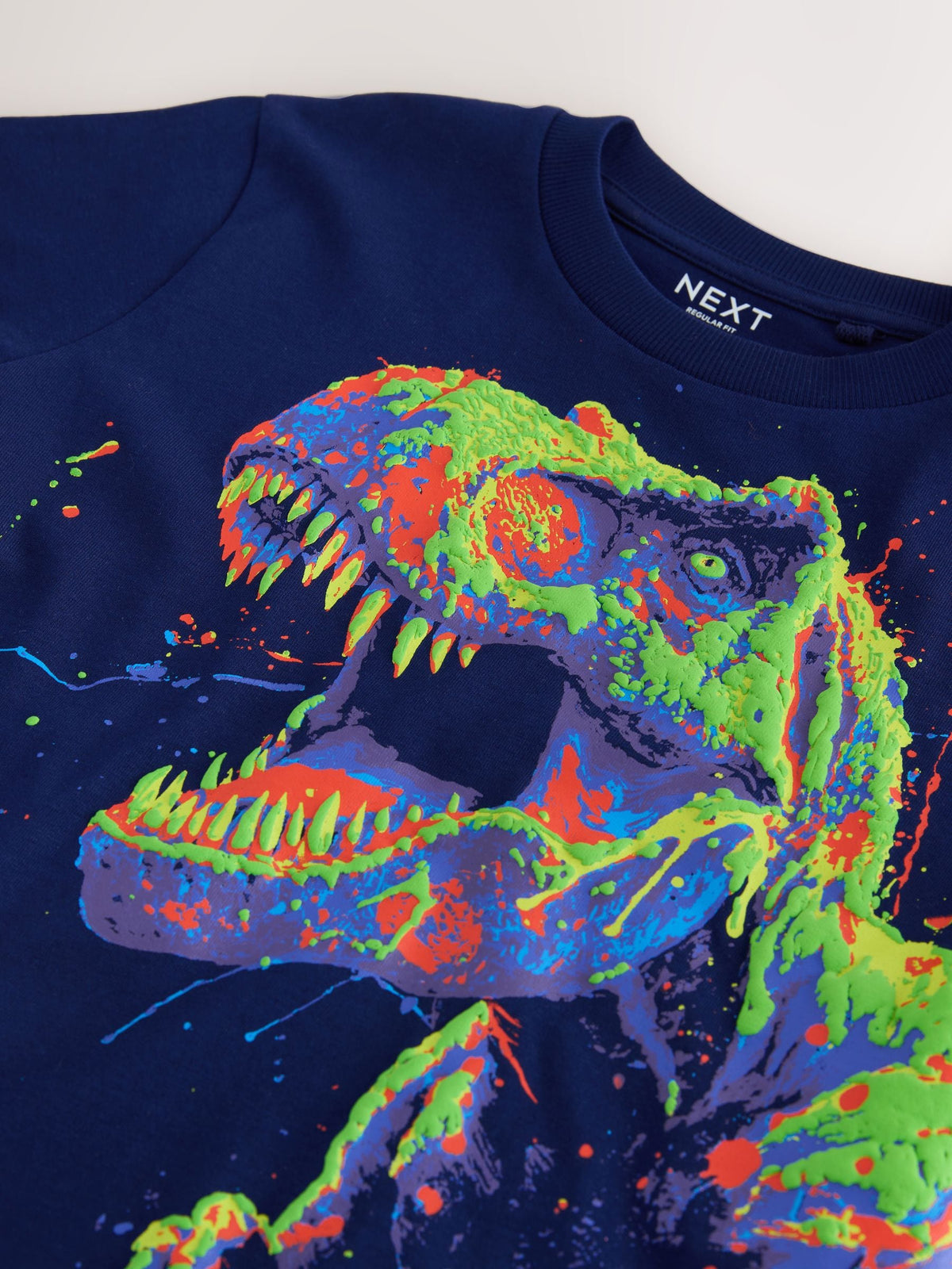 Dsiney Kidz - Navy Blue Dino Regular Fit Short Sleeve Graphic Print T-Shirt (3-16yrs) image 3