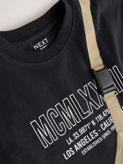 Dsiney Kidz - Black//Cement Bag Pocket Short Sleeve T-Shirt (3-16yrs) image 7